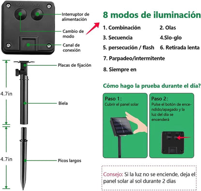 Maravillosas Luces Navideñas De Energia Solar  🎄✨10, 20 y 30 MT